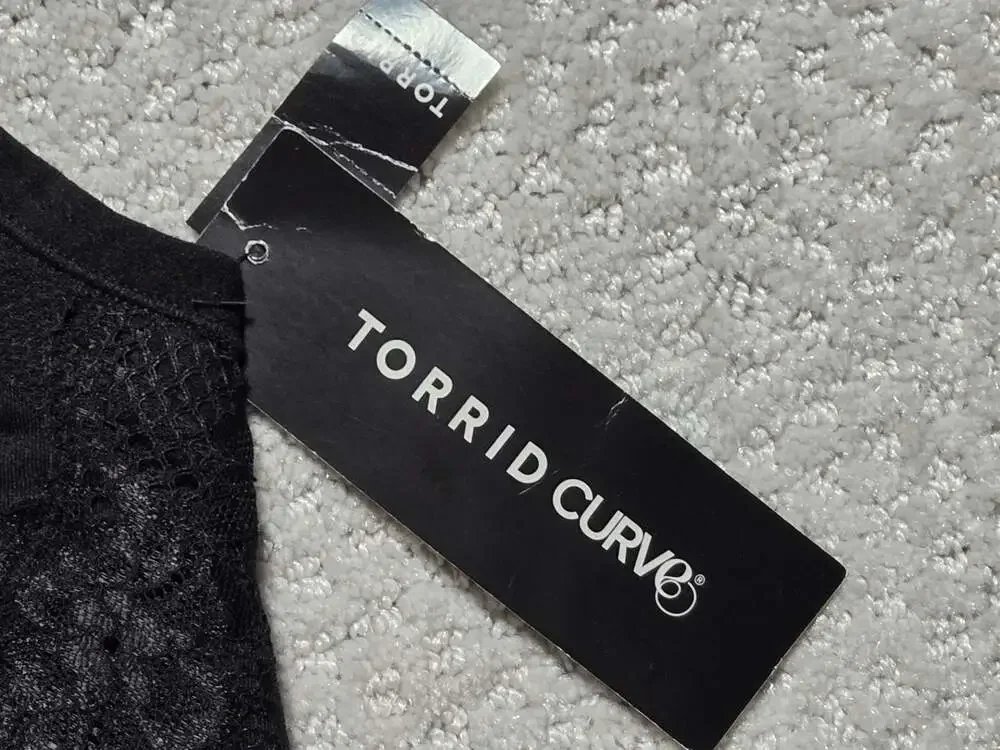 Torrid Curve Seamless Bralette Black Lace Trim Size 0